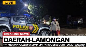 Anggota polsek Sukodadi giat patroli blue light tengah malam diantaranya! Antisipasi Arak, arakan di Sukodadi.