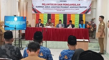 Plt.Sekda Aceh Timur Pimpin Acara Pengambilan Sumpah Janji Jabatan Pejabat Asdministrator Disdikbud